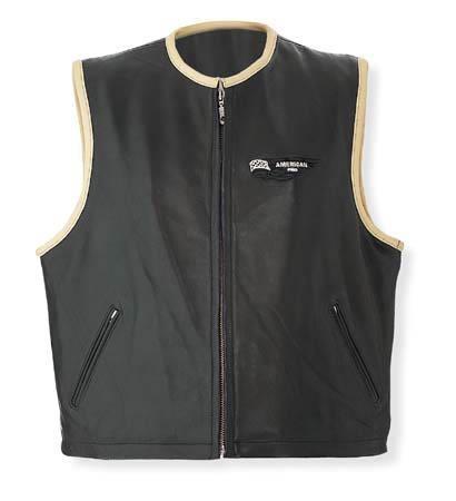 CUSTOM LEATHER WAIST COAT BLACK SIZE 3XL