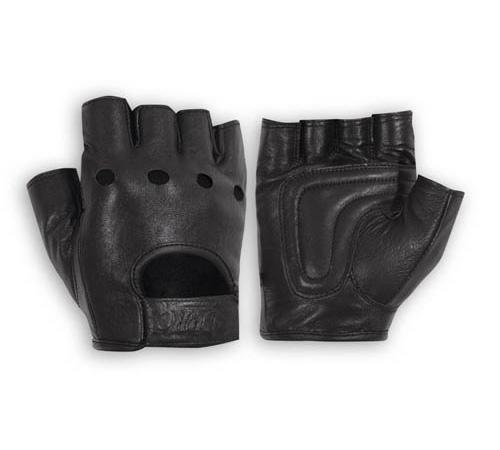 CUT FINGERS EXTRA LEATHER GLOVES BLACK SIZE 3XL
