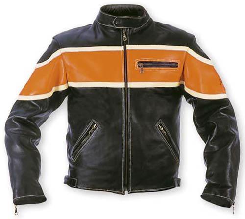 DRAGSTAR GIACCA IN PELLE NERO-ARANCIONE TAGLIA L