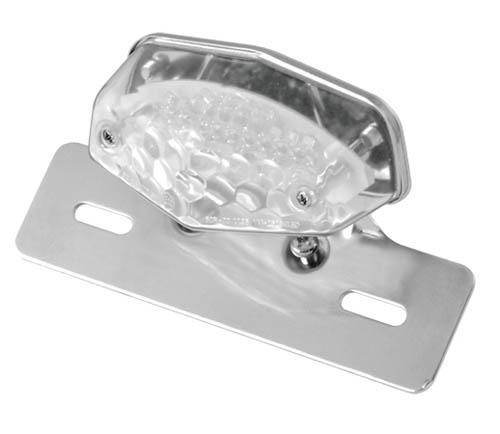 FR-1635 LED REAR LIGHTS RED LENS WITH NUMBER PLATE BRACKET CHROME