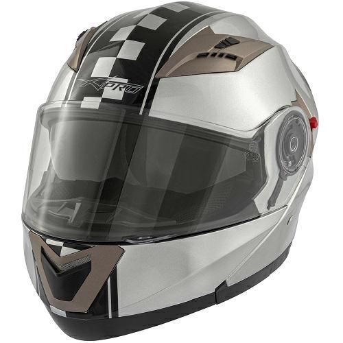 GAS A-PRO FULL FACE HELMET DOUBLE VISOR SILVER GRAPHIC SIZE M