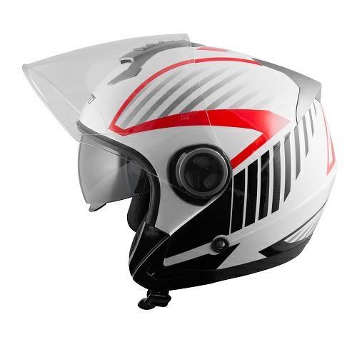 OPENLINE CASCO JET DOPPIA VISIERA BIANCO/ROSSO L