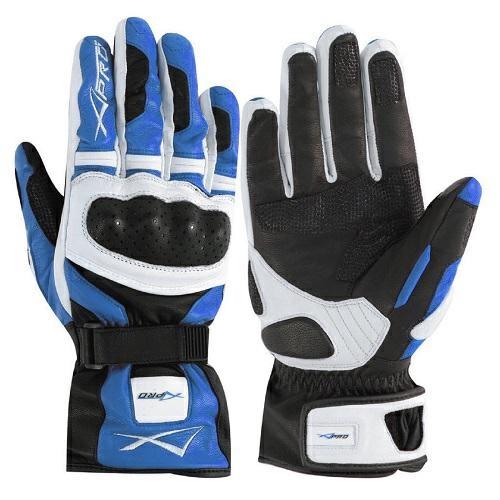 PRECISION LEATHER GLOVES WHITE BLUE SIZE M