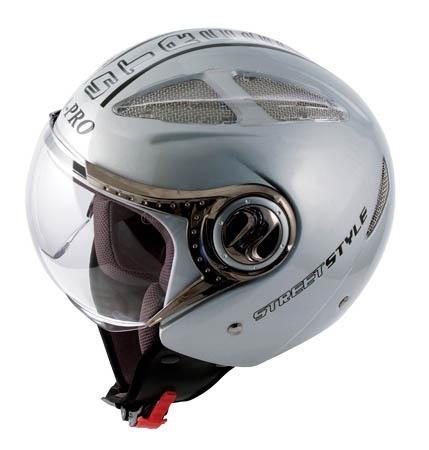 STREET STYLE A-PRO JET HELMET SILVER SIZE XS