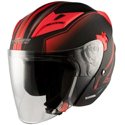 YORK CASCO JET DOPPIA VISIERA NERO OPACO ROSSO M